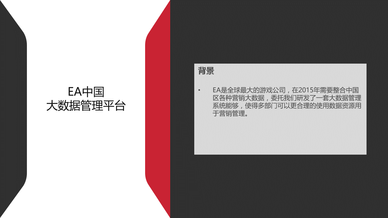 EA Games：大数据管理平台 项目图片 1